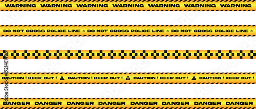 Vector hazard warning tapes with yellow and black stripes