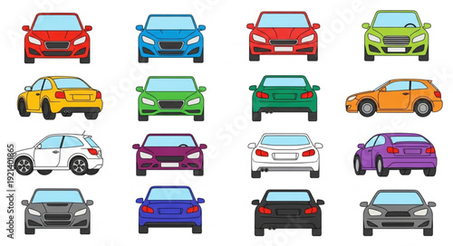 Collection of Various Colored Cars.