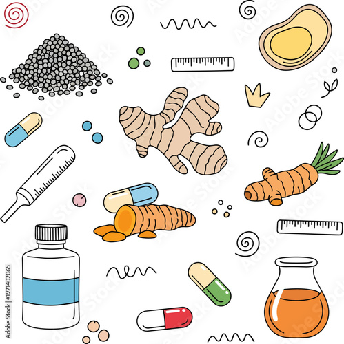 Natural Herbal Supplements Ginger Turmeric Capsules Medicine Health