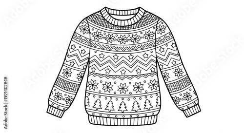 Winter Clothes Sweater Coloring Page Printable Outline Illustration