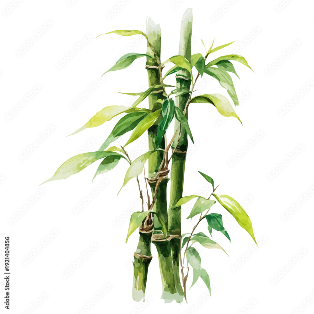 Fototapeta premium Lucky Bamboo, watercolor vector, isolated on a white background.