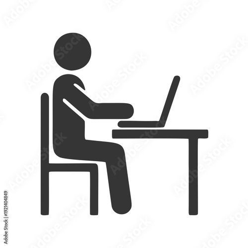 ノートパソコンを操作する人物のシルエットアイコン