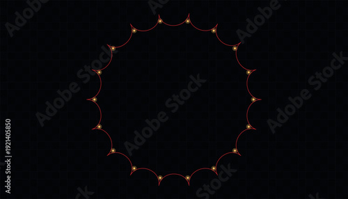 A blurry circular pattern of red and white dots on a black background