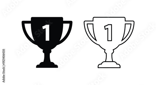 Two trophy icons one black and one white both displaying the number one