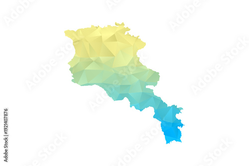 Armenia Map - Polygon Style Vector Illustration in Blue and Yellow Gradient, Low Poly Geometric Design, Isolated on White Background for Infographics and Projects.