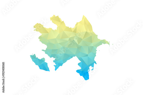 Azerbaijan Map - Polygon Style Vector Illustration in Blue and Yellow Gradient, Low Poly Geometric Design, Isolated on White Background for Infographics and Projects.