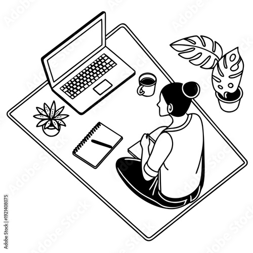 vector illustration of a laptop desk.
