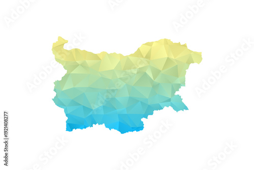 Bulgaria Map - Polygon Style Vector Illustration in Blue and Yellow Gradient, Low Poly Geometric Design, Isolated on White Background for Infographics and Projects.