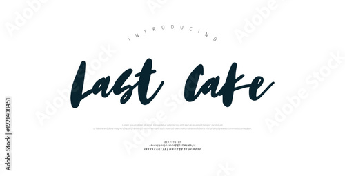 Last Cake, Script premium luxury elegant alphabet letters and numbers. Elegant wedding typography classic serif font decorative vintage retro. Creative vector illustration
