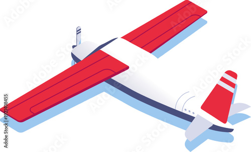 Small propeller airplane flying delivering air travel concept