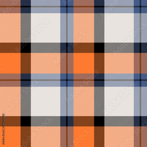 Towel tartan textile seamless, dog tooth background texture check. Paper plaid fabric vector pattern in white and orange peel colors.