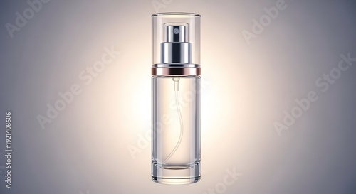 Clear Glass Spray Bottle Mockup with Silver Pump for Perfume or Cosmetic Products