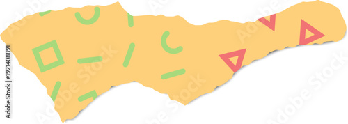 Abstract torn paper shape with geometric patterns