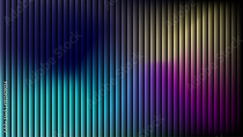 Abstract Neon Gradient Vertical Lines Background with Glowing Multicolor Light, Futuristic Dark Tech Stripes for Modern Digital Design, Music Covers and Wallpapers
