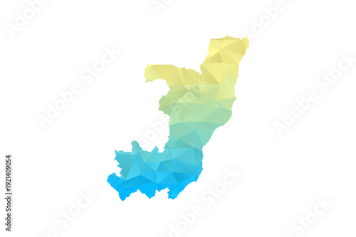 Congo Map - Polygon Style Vector Illustration in Blue and Yellow Gradient, Low Poly Geometric Design, Isolated on White Background for Infographics and Projects.