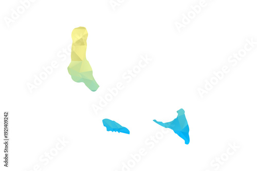 Comoros Map - Polygon Style Vector Illustration in Blue and Yellow Gradient, Low Poly Geometric Design, Isolated on White Background for Infographics and Projects.