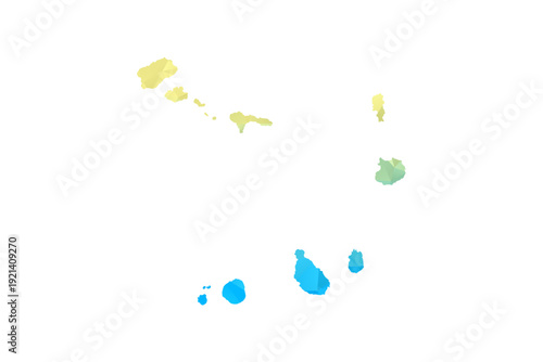 Cabo Verde Map - Polygon Style Vector Illustration in Blue and Yellow Gradient, Low Poly Geometric Design, Isolated on White Background for Infographics and Projects.