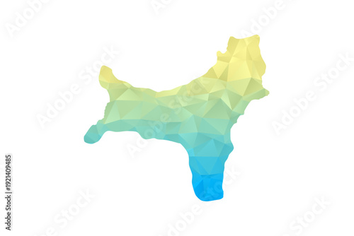 Christmas Island Map - Polygon Style Vector Illustration in Blue and Yellow Gradient, Low Poly Geometric Design, Isolated on White Background for Infographics and Projects.