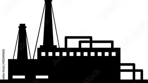 Factory building silhouette representing industrial power and production