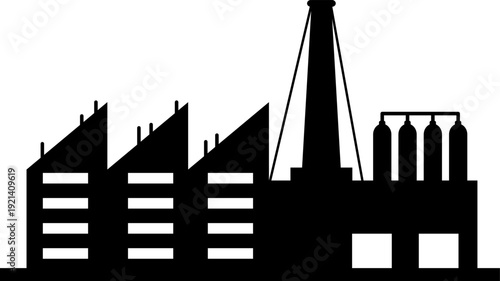 Industrial factory building silhouette representing production and energy