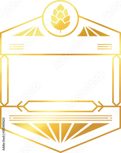 Golden hop cone frame for beer label design