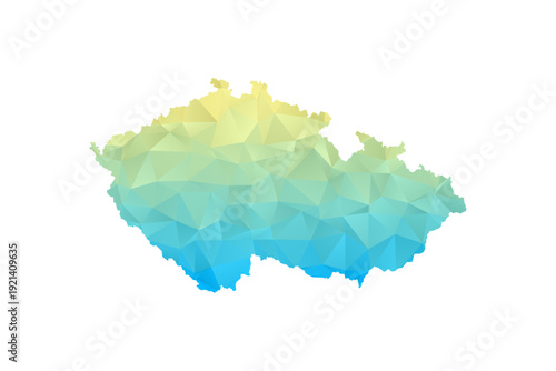 czech republic Map - Polygon Style Vector Illustration in Blue and Yellow Gradient, Low Poly Geometric Design, Isolated on White Background for Infographics and Projects.