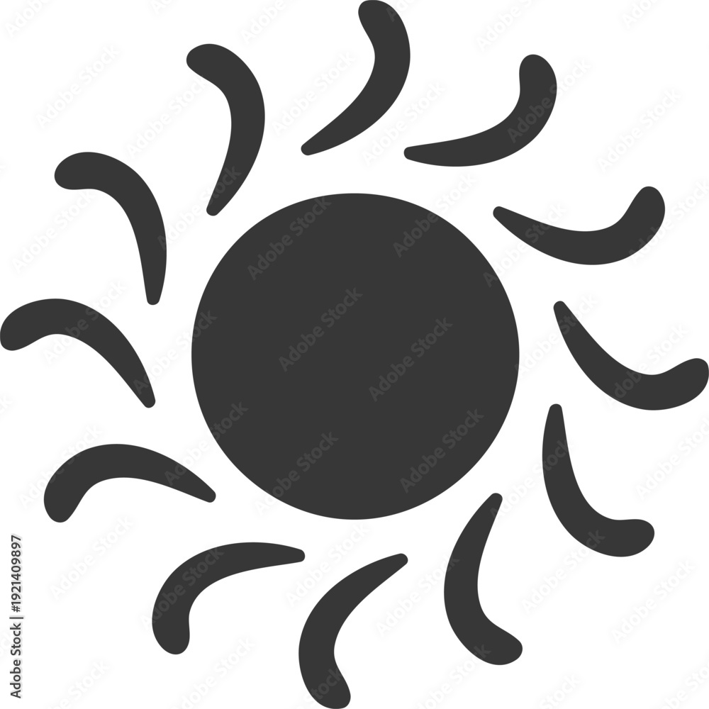Fototapeta premium Sun icon with radiating solar rays illustrating energy