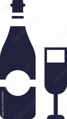 Champagne bottle and glass celebrating special occasion