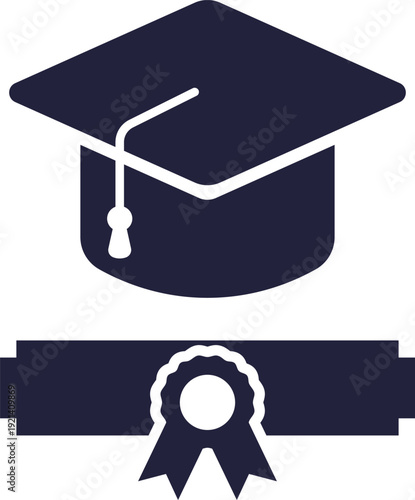 Graduation cap and diploma scroll representing academic achievement