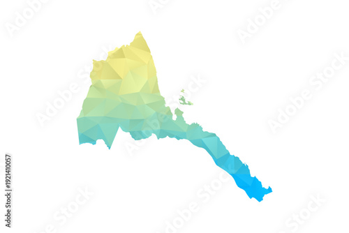 Eritrea Map - Polygon Style Vector Illustration in Blue and Yellow Gradient, Low Poly Geometric Design, Isolated on White Background for Infographics and Projects.