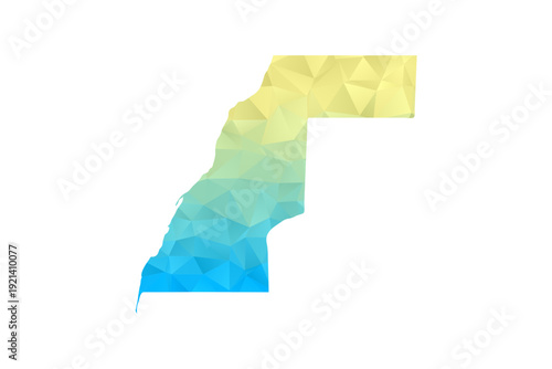 Western Sahara Map - Polygon Style Vector Illustration in Blue and Yellow Gradient, Low Poly Geometric Design, Isolated on White Background for Infographics and Projects.