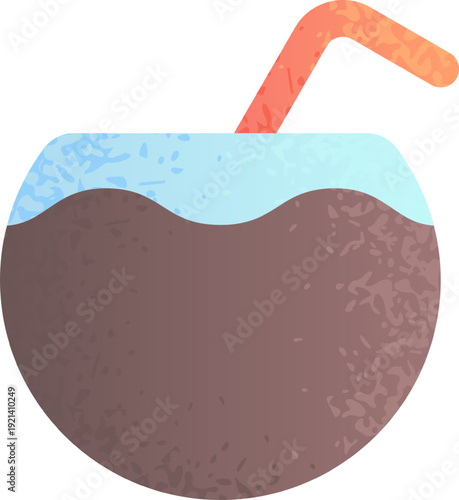 Coconut drink with straw enjoying tropical refreshing beverage