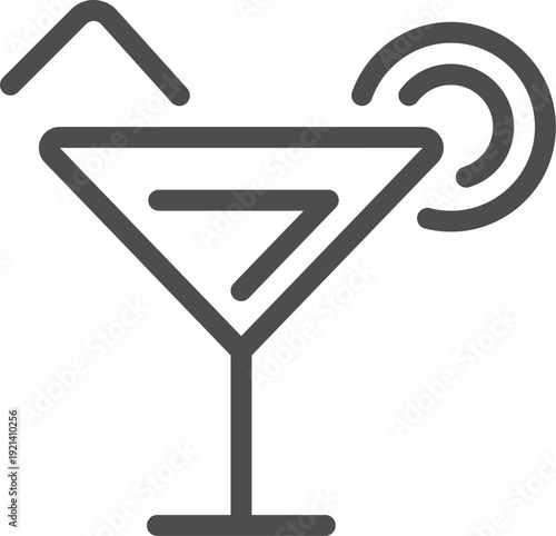 Cocktail drink glass minimalist line bar icon