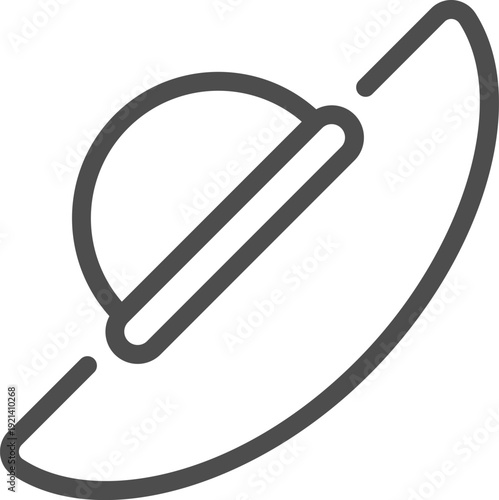 Sun hat line art portraying summer fashion accessory