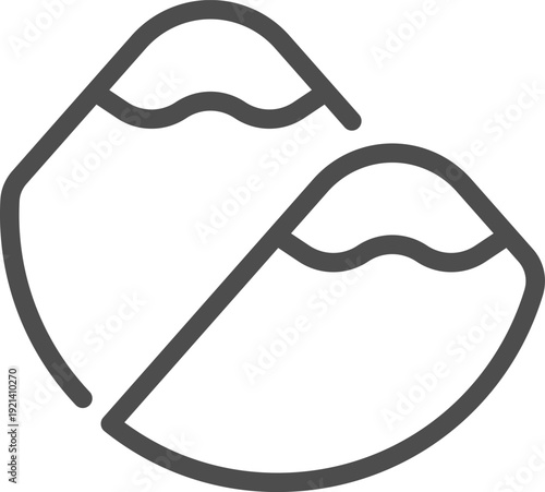 Outline icon representing mountains with snow peaks