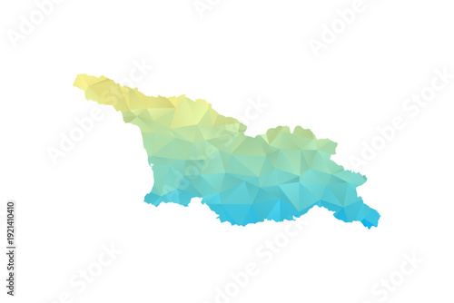 Georgia Map - Polygon Style Vector Illustration in Blue and Yellow Gradient, Low Poly Geometric Design, Isolated on White Background for Infographics and Projects.