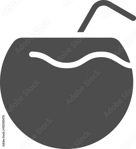 Fresh coconut drink with a straw icon