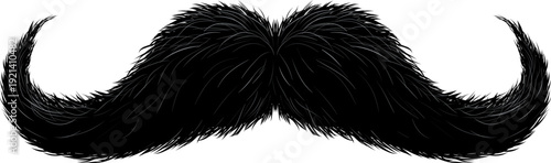 Black curly mustache representing vintage style and masculinity