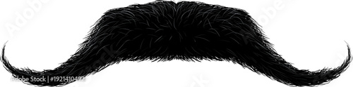 Black handlebar mustache isolated on white background