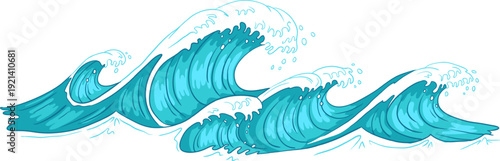 Ocean waves crashing, creating water splashes
