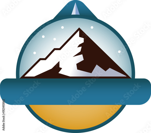Mountain peaks emblem with text area for design