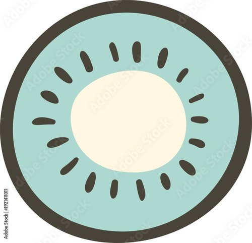 Hand drawing kiwi fruit slice simple illustration