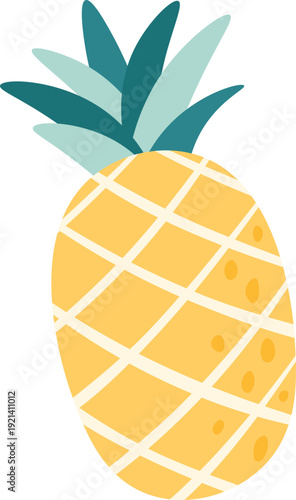 Pineapple tropical fruit drawing presenting healthy summer concept