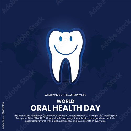 world oral health day 2026. world oral health day concept banner, poster, social media post, postcard, background, backdrop, template greetings card vector design etc.