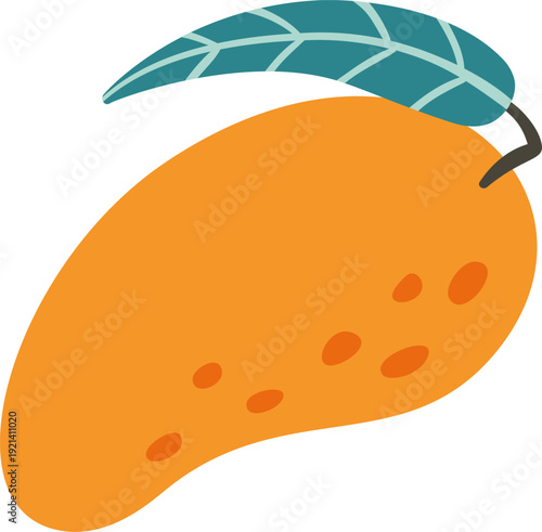 Mango fruit with leaf vector illustration on white
