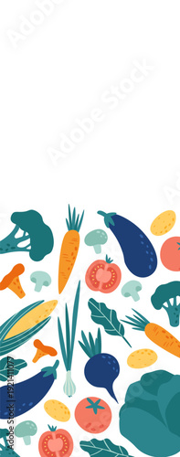 Colorful fresh produce forming a healthy food border