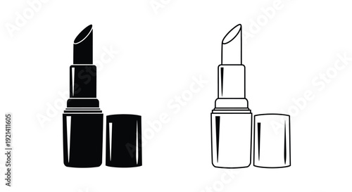 Two lipstick tubes depicted in a striking black and white silhouette