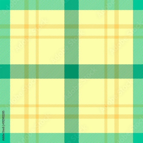 40s tartan textile check, handsome fabric background seamless. Tweed plaid pattern vector texture in lime and teal colors.