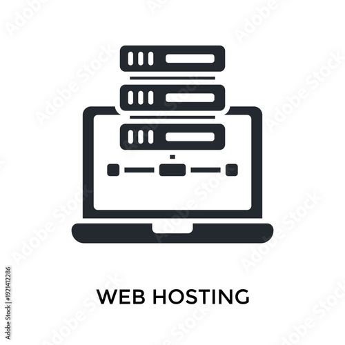 Web Hosting Icon Glyph Style. Vector Illustration For Graphic Design
