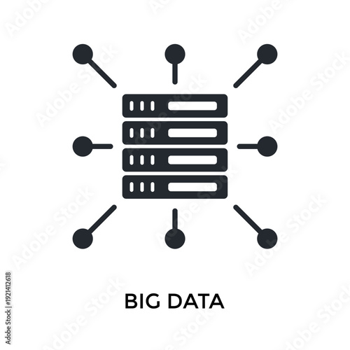 Big Data Icon Glyph Style. Vector Illustration For Graphic Design